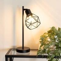 ValueLights | Matt Black Metal Table Desk Lamp with Geometric Basket Cage Shade for Living Room Bedroom | Table Lamps & Home Improvements Essential