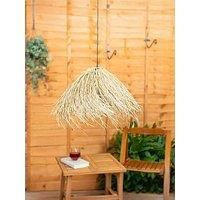 Solar Power Natural Grass Outdoor Hanging Pendant Lamp Garden Pergola LED Light