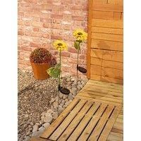 ValueLights | Yellow Sunflower Solar Powered Outdoor Spike Lights 2 Pack Garden Stake Lamp