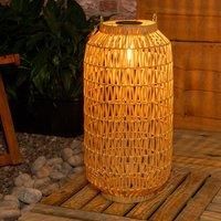 Solar Powered Natural Rope Lantern Floor Lamp Outdoor Rattan Garden LED Lighting
