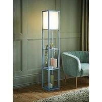 ValueLights | Struttura Pastel Yellow Wood Shelving Square Floor Lamp with Fabric Shade | Floor Lamps, Home Décor & Improvement Essential