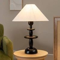 ValueLights | Justin Natural Linen Tapered Shade Walnut Dark Wood Stacked Table Lamp | Table Lamps, Home Décor & Improvement Essential