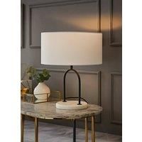 Rachel Arch Marble Base Table Lamp Linen Drum Shade Bedroom Living Room Light