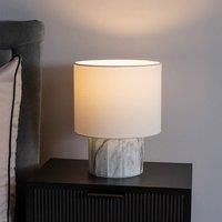 ValueLights | Melanie White Marble Effect Table Lamp with White Linen Lamp Shade | Table Lamps, Home Décor & Improvement Essential