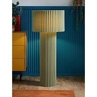 ValueLights | Lenny Moss Green Drum Lamp Shade Colour Drench Ribbed Fabric Midi Floor Lamp | Floor Lamps, Home Décor & Improvement Essential