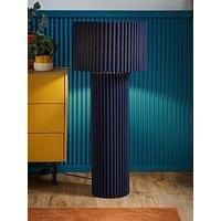 ValueLights | Lenny Navy Blue Drum Lamp Shade Colour Drench Ribbed Fabric Midi Floor Lamp | Floor Lamps, Home Décor & Improvement Essential