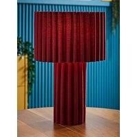 ValueLights | Lenny Burgundy Wine Drum Lamp Shade Colour Drench Ribbed Full Fabric Table Lamp | Table Lamps, Home Décor & Improvement Essential