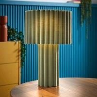 ValueLights | Lenny Moss Green Drum Lamp Shade Colour Drench Ribbed Full Fabric Table Lamp | Table Lamps, Home Décor & Improvement Essential