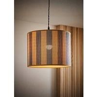 ValueLights | Lori Blue Stripe Bamboo Drum Ceiling Lamp Shade | Shades & Home Improvements Essential | 300mm Shade Width