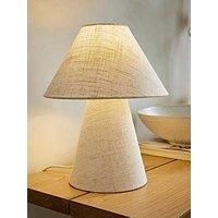 Living Room Table Lamp Fabric Natural Linen Base Tapered Lampshade Reading Light