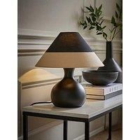 Black Table Lamp Base Two Tone Living Room Bedroom Light Cone Lampshade LED Bulb