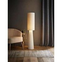 Boucle Midi Floor Lamp Living Room Standard Standing Light Cream Fabric LED Bulb