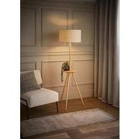 ValueLights | Desmond Side Table Wood Tripod Floor Lamp with Linen Shade | Floor Lamps & Home Improvements Essential