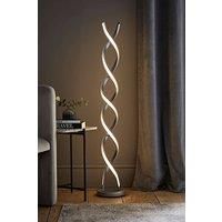 Integrated LED Floor Lamp Matt Silver Double Twist Living Room Warm White Light