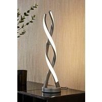 Integrated LED Table Lamp Matt Silver Double Twist Living Room Touch Warm Light