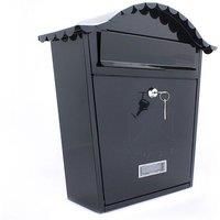 Burg Wachter MB01BK Classic Wall Mounted Galvanised Steel Lockable Weatherproof Post Box, Black, 36x37x13cm