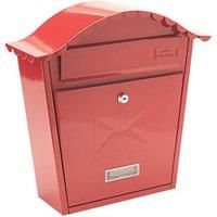 BURG-WACHTER MB01R Classic Wall Mounted Galvanised Steel Lockable Weatherproof Post Box, Red, 36x37x13cm