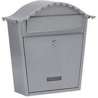Burg Wachter STE-MB01S Classic Wall Mounted Galvanised Steel Lockable Weatherproof Post Box, Silver, 36x37x13cm