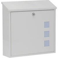 Burg-Wachter MB08 Aire Wall Mounted Galvanised Steel Lockable Weatherproof Post Box - White - 37x36x11cm