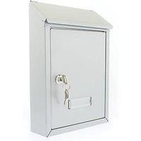 Sterling MB09S Burg Wächter Avon Rear Entry Wall Mounted Galvanised Steel Lockable Weatherproof Post Box - Silver - 21x30x7cm