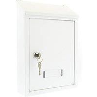 Sterling MB09 Burg Wächter Avon Rear Entry Wall Mounted Galvanised Steel Lockable Weatherproof Post Box - White - 21x30x7cm