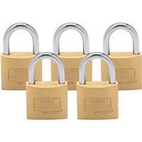Burg-Wachter MAGNO Keyed Alike Padlock Set 60mm (5 Pack) in Brass