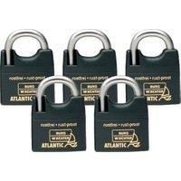 Burg-Wachter Brass ATLANTIC Keyed Alike Padlock Set 40mm LS (5 Pack) in Black