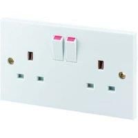 Wickes 13A Twin Switched Plug Socket  White
