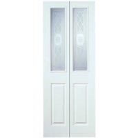 Wickes Stirling White Glazed Grained Moulded 4 Panel Internal Bi-Fold Door - 1981mm x 762mm