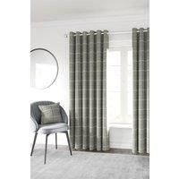 Grey Check Curtains Harper Lined Textured Tartan Eyelet by Helena Springfield