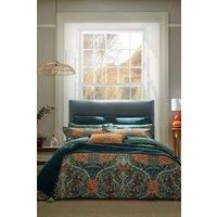 Morris & Co Honeysuckle and Tulip Single Duvet Cover Set Mulberry and Teal