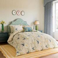 Sanderson for National Trust Kingfisher & Iris Duvet Cover Set King Size Azure & Linen