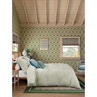 Joules Ticking Stripe Duvet Cover Super King Size Blue Green