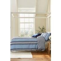 Helena Springfield Beach House Stripe Cotton Duvet Cover Set Blue King Size Duvet Cover + 2 Pillowcases