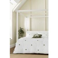 Helena Springfield Tufted Star Duvet Cover Set White Double Duvet Cover + 2 Pillowcases
