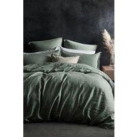 Lazy Linen 'Pure Washed Linen' Duvet Cover in Green | Size: King
