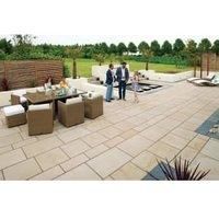 Marshalls Sawn Versuro Smooth Caramel Cream Paving Slab 1250 x 750 x 30 mm  13.12m2 pack