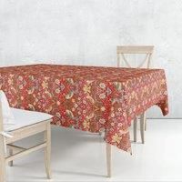 William Morris Red Strawberry Thief Acrylic 132x178cm Tablecloth