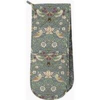 William Morris Strawberry Thief Blue Double Oven Glove Quilted