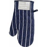 Le Chateau Woven Butcher's Stripe Oven Mitt - Navy