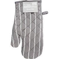 Le Chateau Woven Butcher's Stripe Oven Mitt - Grey