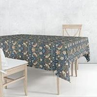 William Morris Navy Strawberry Thief Fabric 132x178cm Tablecloth