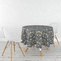 William Morris Navy Strawberry Thief Acrylic Circle Tablecloth