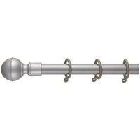 16/19mm Satin Steel Ball Finial Curtain Pole 210 - 360 Cm