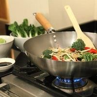 School of Wok - 12"/30cm Carbon Steel Wok, Flat Bottom, Bamboo Handle