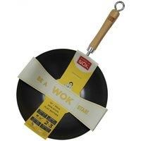 School of Wok - 12"/30cm Non-Stick Carbon Steel Wok, Flat Bottom, Bamboo Handle