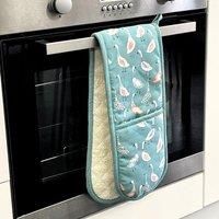 Dexam Double Oven Glove, Cotton, Teal, 34 x 18cm
