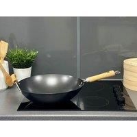 School of Wok by Dexam 14"/36cm Heavy Duty Non-Stick Carbon Steel Wok