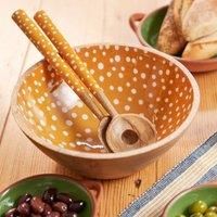 Dexam Sintra Mango Wood Spotted Salad Bowl - Ochre