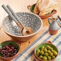 Dexam Sintra Mango Wood Spotted Salad Bowl - Stone